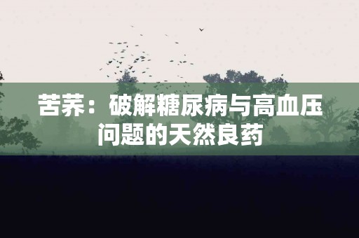 苦荞:破解糖尿病与高血压问题的天然良药 苦荞:破解糖尿病与高血压问题的天然良药