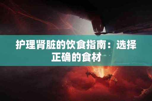 护理肾脏的饮食指南：选择正确的食材